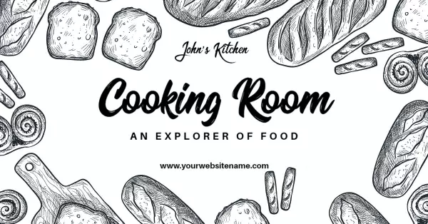 Sketch Style Bread and Kitchen Tools Food Facebook Ad Banner Template