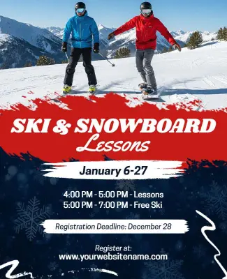 Ski and Snowboard Lessons Promotion Flyer Template