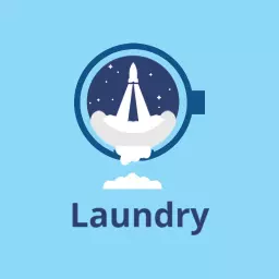 Sky Blue and White Laundry Rocket Design Logo Template