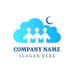Sky Blue Cloud with Friends Conveying Dreams Logo Template