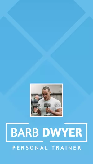 Sky Blue Geometric Fitness Personal Trainer Business Card Template