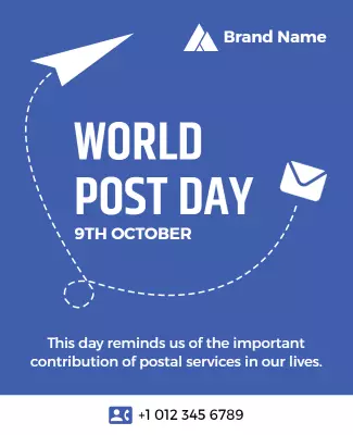 Sky Blue Postal Service Awareness Celebration Poster Template
