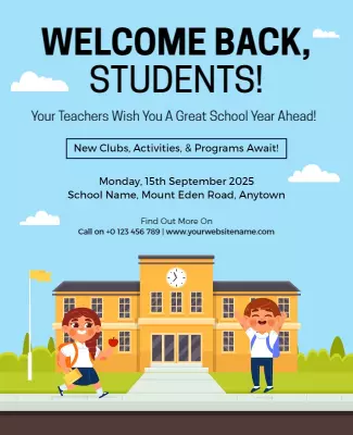 Sky Blue School Flyer Template