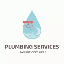 Sky Blue Water Drop with Faucet for Plumbing Services Logo Template