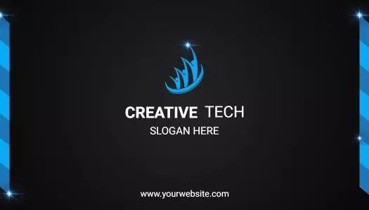 Sleek Black and Blue Creative Tech Visiting Card Template