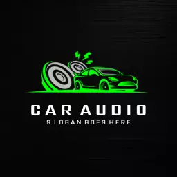 Sleek Black and Green Design for Car Audio Enthusiasts Logo Template