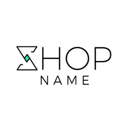 Sleek Black and Green Minimalist Shop Logo Design Logo Template