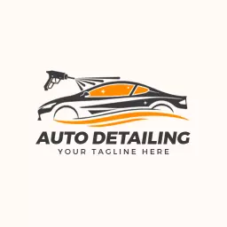 Sleek Black and Orange Car Silhouette for Auto Detailing Logo Template