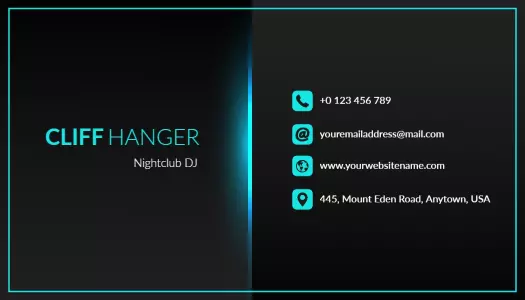 Sleek Black and Teal Nightclub DJ Business Card Template