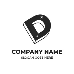 Sleek Black and White D Letter Design for Business Logo Template