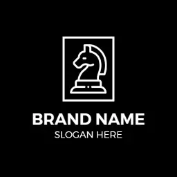 Sleek Black and White Minimalist Chess Knight Logo Template