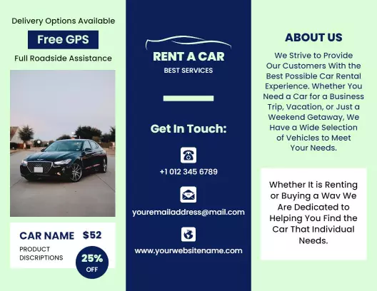 Sleek Black Car Rental Service and Booking Brochure Template
