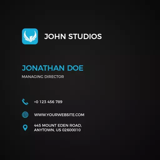 Sleek Black Creative Agency Square Business Card Template