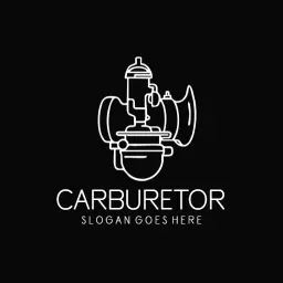 Sleek Black Design Featuring Classic Carburetor Mechanics Logo Template