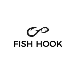 Sleek Black Design Featuring Fish Hook for Fishing Logo Template