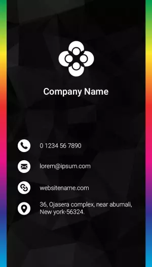 Sleek Black Geometric Vertical Business Card Template