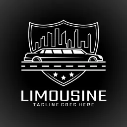 Sleek Black Limousine Design with City Skyline Logo Template