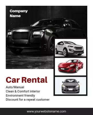 Sleek Black Luxury Car Rental Service Poster Template
