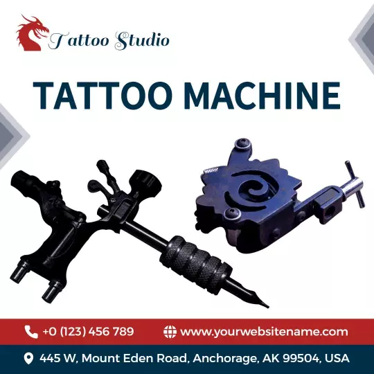 Sleek Black Tattoo Machine Tool Showcase Ad Template