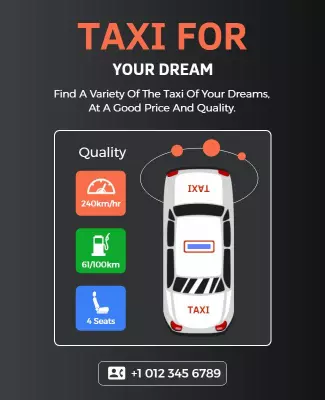 Sleek Black Taxi Service Promotion Poster Template