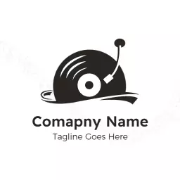 Sleek Black Vinyl Record Design Shows Dynamic DJ Vibes Logo Template