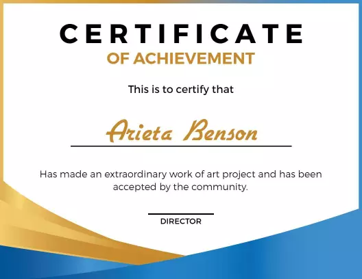 Sleek Blue and Gold Artistic Achievement Certificate Template