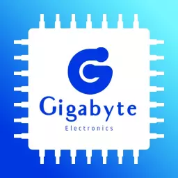 Sleek Blue and White Microchip Design for Electronics Logo Template