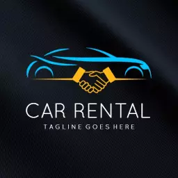 Sleek Blue and Yellow Car Design for Car Rental Logo Template