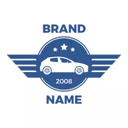Sleek Blue Automotive Emblem Featuring Vintage Car Design Logo Template