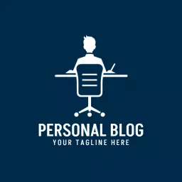 Sleek Blue Background with Personal Blog Theme Logo Template