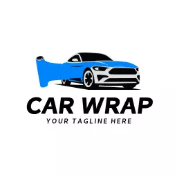 Sleek Blue Car Design Highlighting Modern Automotive Wrap Logo Template