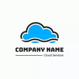 Sleek Blue Cloud Design Representing Website Cloud Services Logo Template