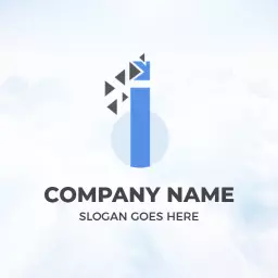 Sleek Blue Geometric Design Highlighting the I Letter Logo Template