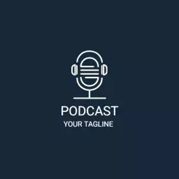 Sleek Blue Microphone Design Highlighting Engaging Podcast Logo Template