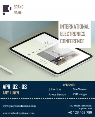 Sleek Blue Modern Electronics Conference Poster Template