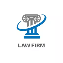 Sleek Blue Pillar Design Representing Trustworthy Law Firm Logo Template