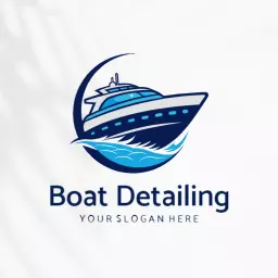 Sleek Blue Yacht Design for Premium Boat Detailing Logo Template