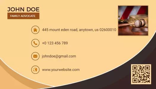 Sleek Brown Lawyer Family Advocate Business Card Template