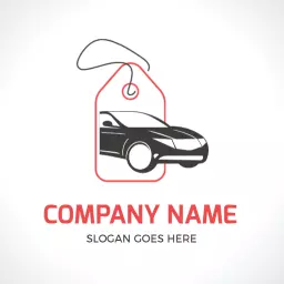 Sleek Car Design with Price Tag Emphasizing Dealership Logo Template