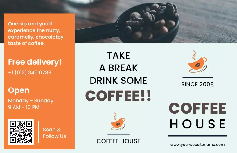 Sleek Coffee Shop Menu and Promotion Brochure Template