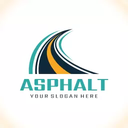 Sleek Curved Road Design Highlighting Asphalt Services Logo Template