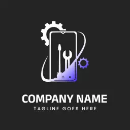 Sleek Design Featuring Tools for Mobile Repairing Services Logo Template