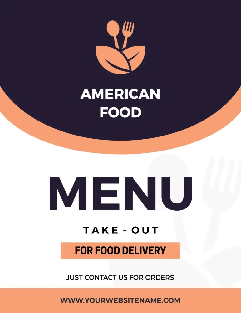 Sleek Design for American Take-Out Dining Experience Menu Template