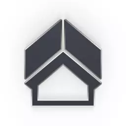 Sleek Gray 3D House Design Representing Modern Architecture Logo Template