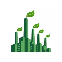 Sleek Green Industrial Factory Design Promoting Sustainability Logo Template