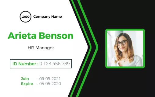 Sleek Green Modern HR Manager Identity Card Template