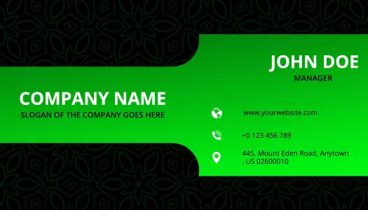 Sleek Green Modern Minimalist Corporate Business Card Template