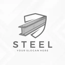 Sleek Grey Shield Design Representing Steel Industry Logo Template