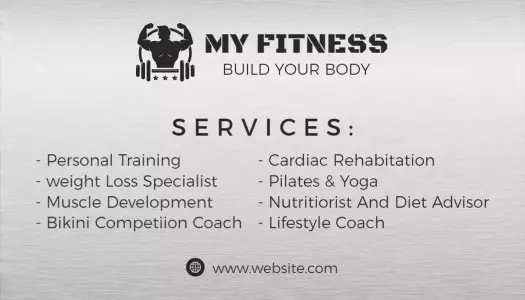 Sleek Metallic Fitness Coaching Services Business Card Template