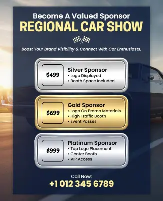 Sleek Metallic Regional Car Show Sponsorship Flyer Template